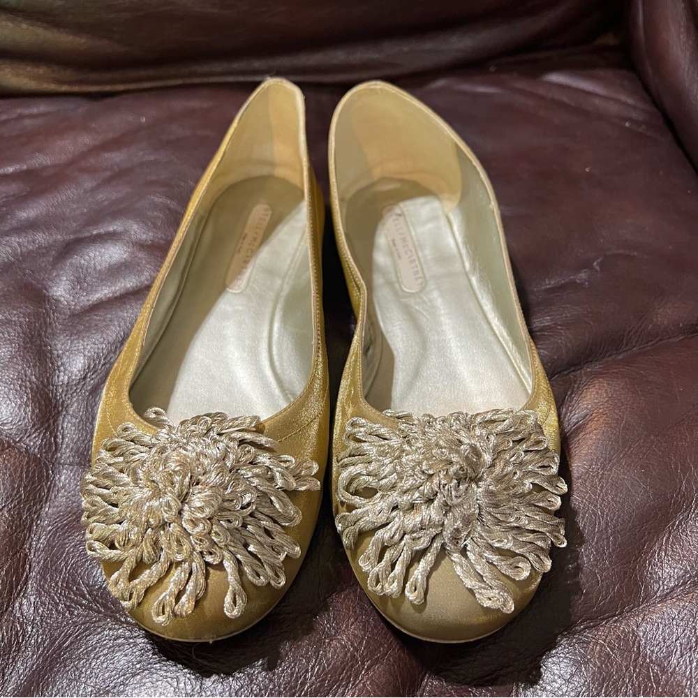 STELLA MCCARTNEY Ballet Flats Gold Pom Pom 36 1/2